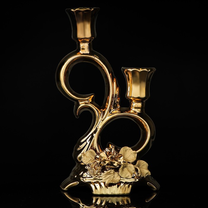 Подсвечник "Флора" золотой