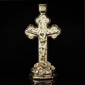 Подсвечник "Крест", булат, керамика, 21 см