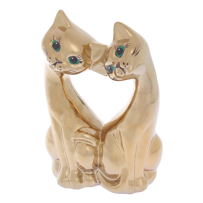 Сувенир "Коты" сердце, булат, золото