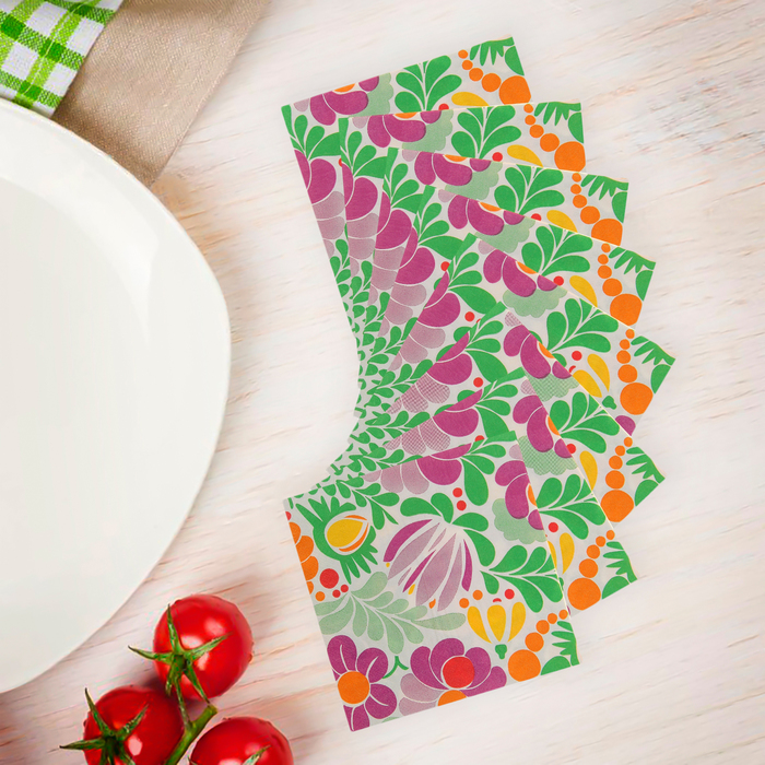 Салфетки бумажные (набор 20 шт) &quot;Цветочная поляна&quot; 33*33 см