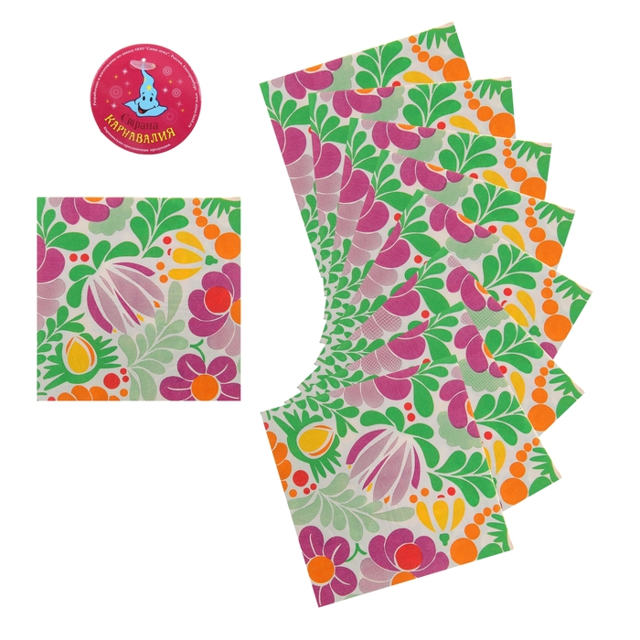 Салфетки бумажные (набор 20 шт) "Цветочная поляна" 33*33 см