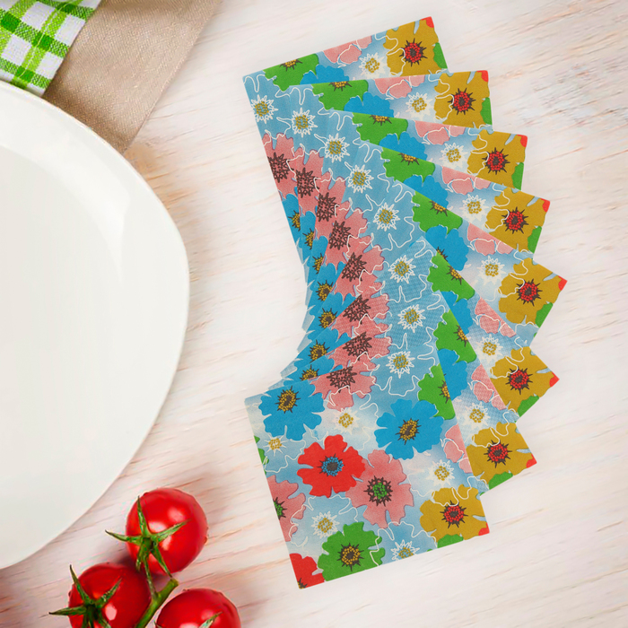 Салфетки бумажные (набор 20 шт) &quot;Цветочки&quot; 33*33 см