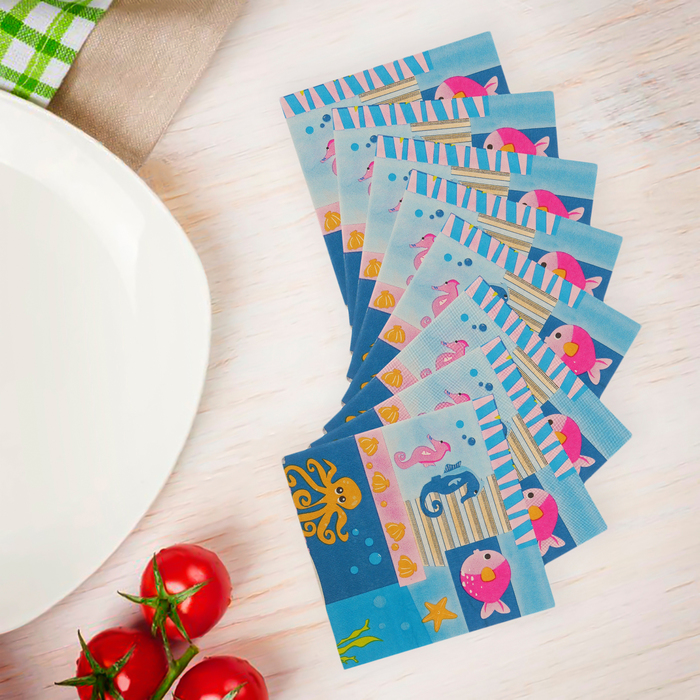 Салфетки бумажные &quot;Море&quot;, набор 20 шт., 33 × 33 см