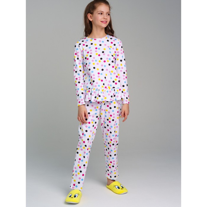 Пижама для девочки PlayToday: лонгслив и брюки, рост 134 см