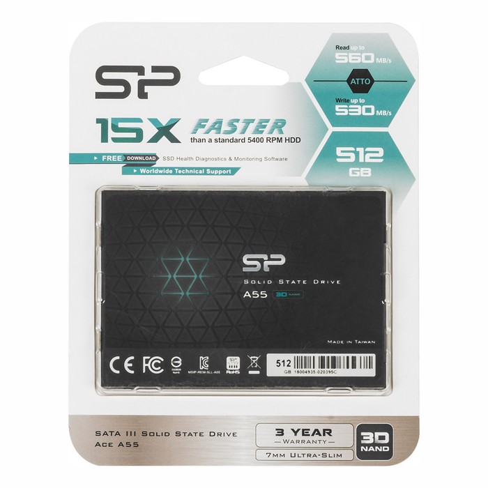 

Накопитель SSD Silicon Power SATA III 512GB SP512GBSS3A55S25 Ace A55 2.5"