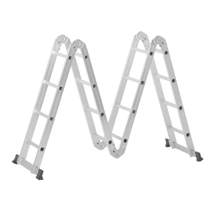 Лестница шарнирная TUNDRA comfort, 4х4 ступеней, алюминиевая