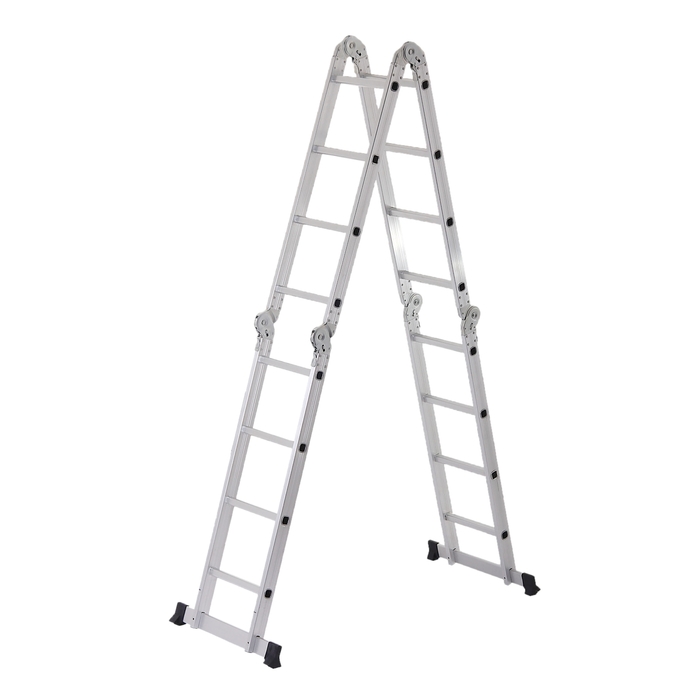 Лестница шарнирная TUNDRA comfort, 4х4 ступеней, алюминиевая