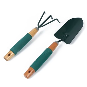 Набор садового инструмента, 2 предмета: совок, рыхлитель, длина 36 см, деревянные ручки с поролоном от Сима-ленд