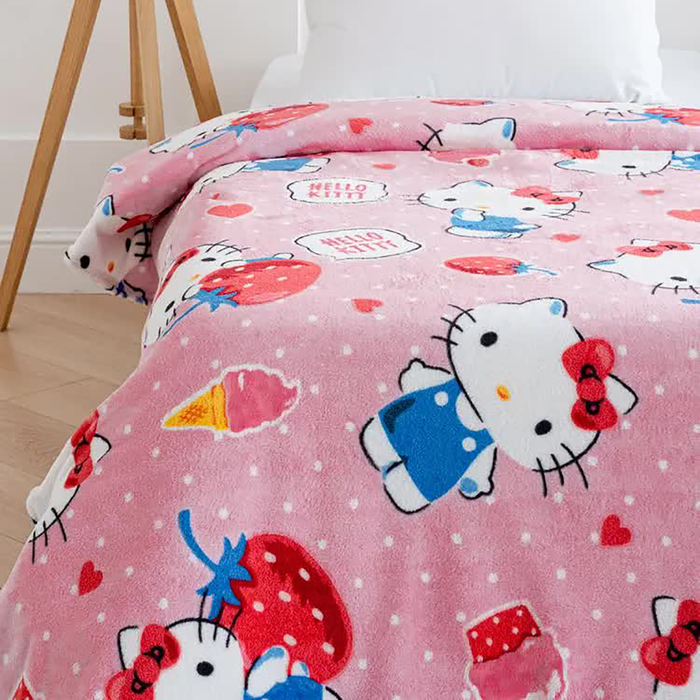 Плед Павлинка Hello Kitty  Клубнички 100х150см, аэрософт 190 г/м, пэ100%