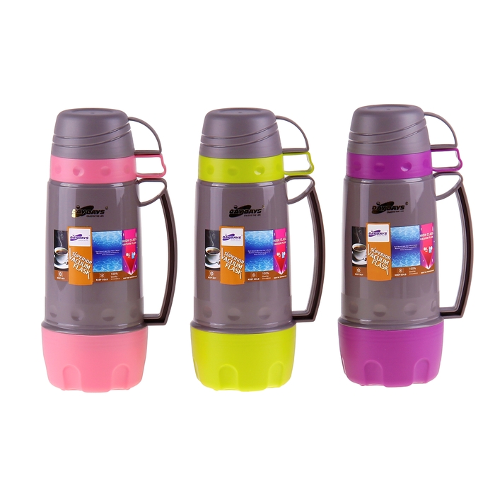 Термос с ручкой Day Days, 0.6 л, 3 кружки, 6-8 ч, микс