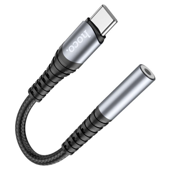 Адаптер Hoco LS33, Type-C (m) - jack 3.5mm (f), 12 см, серый