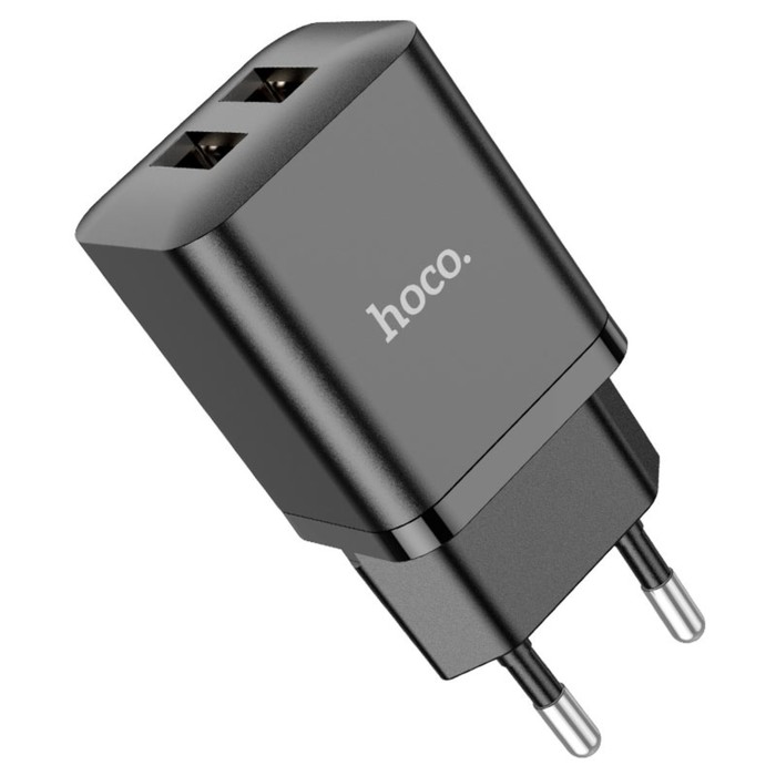 Сетевое зарядное устройство Hoco N25, 2 USB, 2.1 А, чёрное