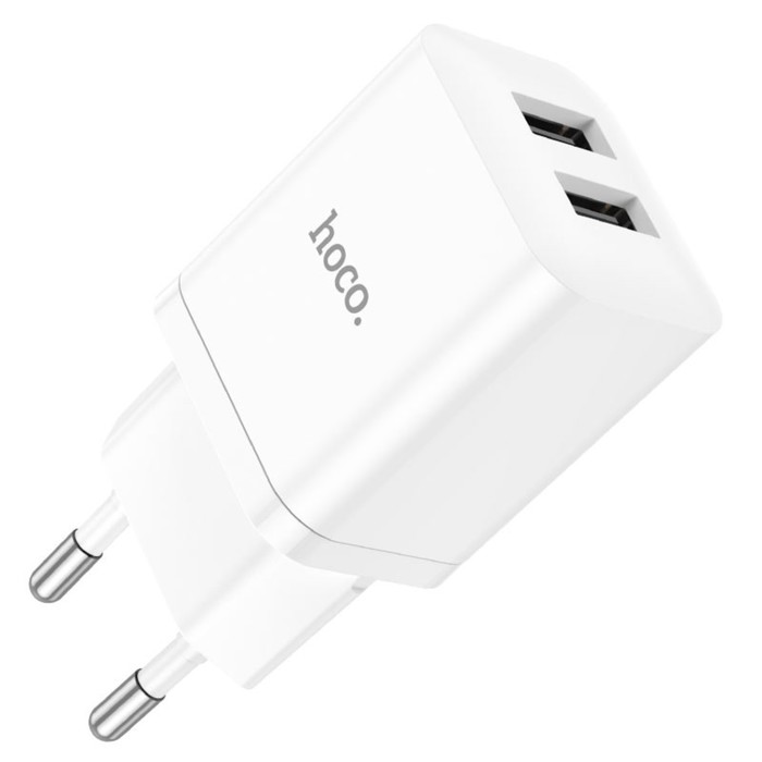 Сетевое зарядное устройство Hoco N25, 2 USB, 2.1 А, белое