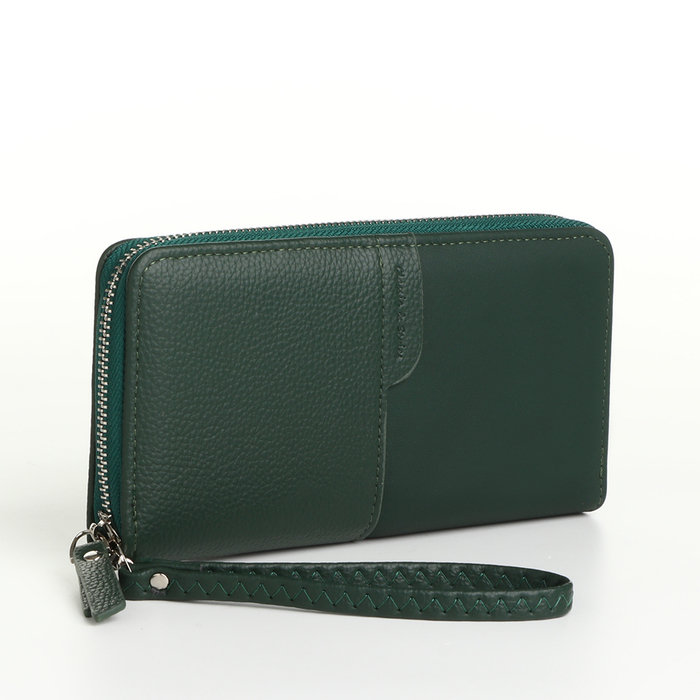 

Кошелёк женский на молнии, цвет зелёный