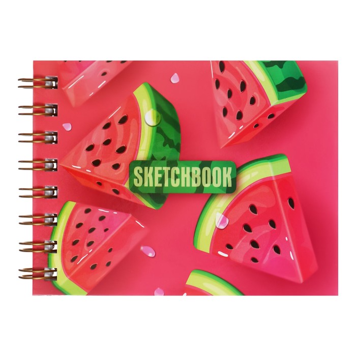 Скетчбук А6 80 листов на гребне по короткой стороне Дольки твёрдая обложка блок 100 гм 87₽