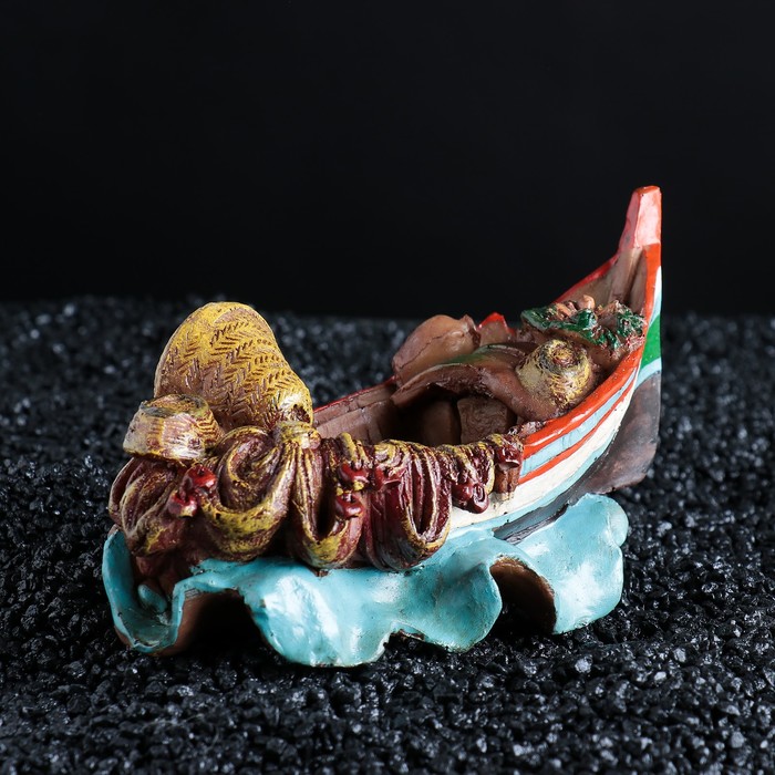 Рыбацкая лодка, 18 х 11 х 8,5 см, полистоун