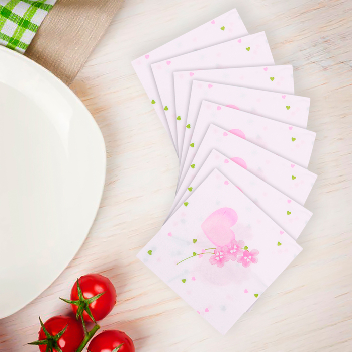 Салфетка 25*25 &quot;Сердечки&quot; (набор 20 штук)