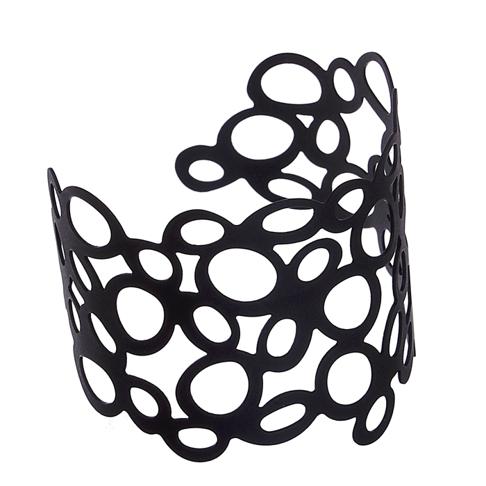 Браслет металл "Каркас" фэшн леди, круги, цвет чёрный