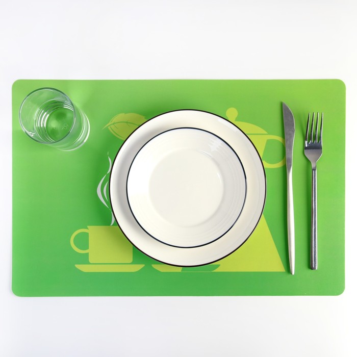 Салфетка кухонная "Кофейник" 42х27 см, цвет зеленый