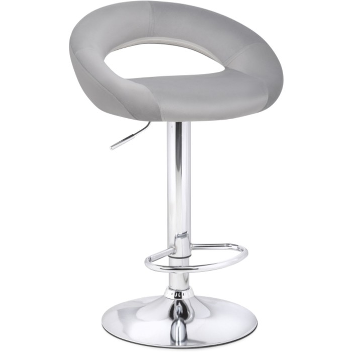 Стул барный Oazis металл/велюр, хром/серый 51x50x77 см oazis white chrome барный стул серый металл
