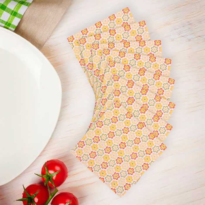 Салфетки бумажные (набор 20 шт) &quot;Цветочки&quot; желтые 33*33 см