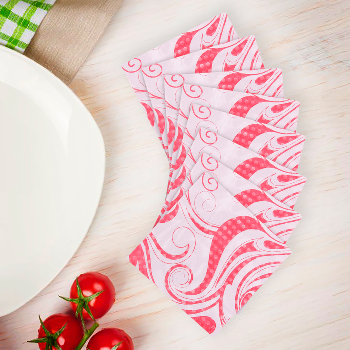 Салфетки бумажные (набор 20 шт) &quot;Волны&quot; 33*33 см, цвет красный