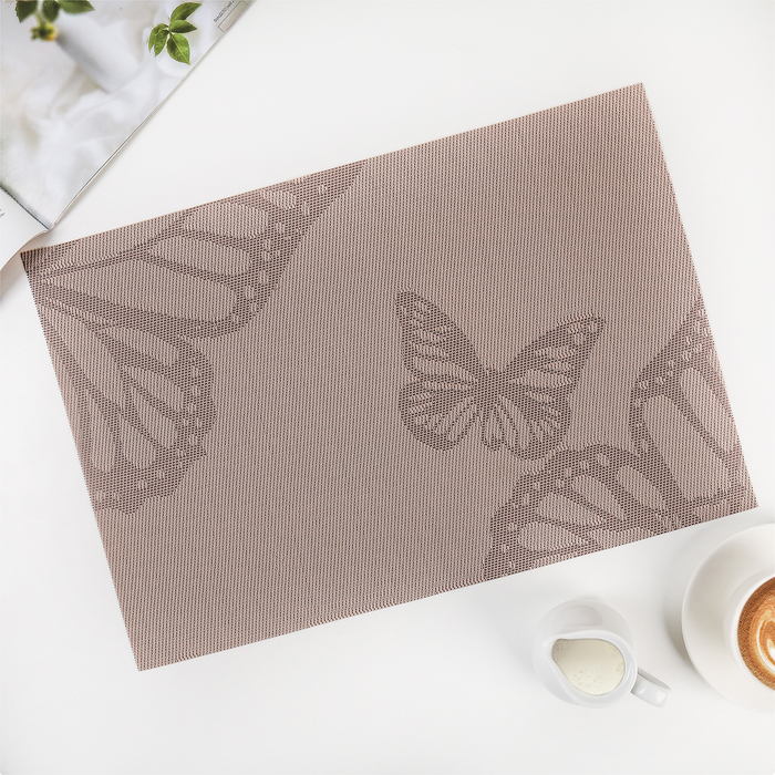 Салфетка кухонная "Бабочки" 45х30 см, цвет бежевый