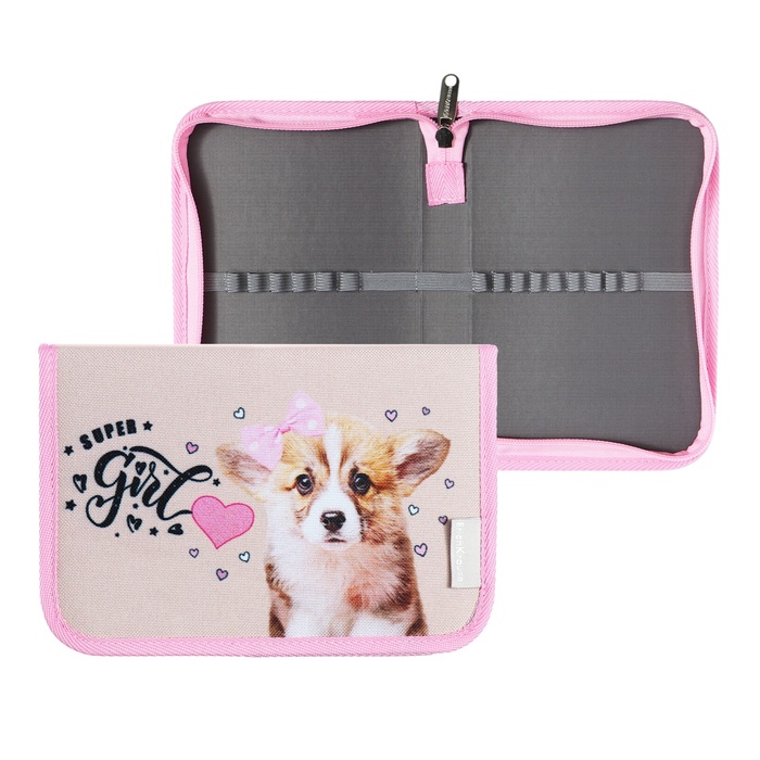 Пенал 1 секция 135 х 205 х 30 мм текстильный ErichKrause Corgi Puppy 60219 382₽