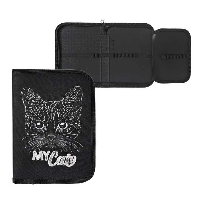 Пенал 1 секция 130 х 190 х 30 мм с откидной планкой ПКТ 07-22-19 Мой кот ламинированный картон рисунок с эффектом металлика 345₽