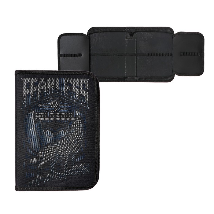 Пенал 1 секция 140 х 200 х 40 мм 2 откидные планки текстильный ПКТ 09-22-19 Дикий рисунок с 3D эффектом лака 72200 428₽