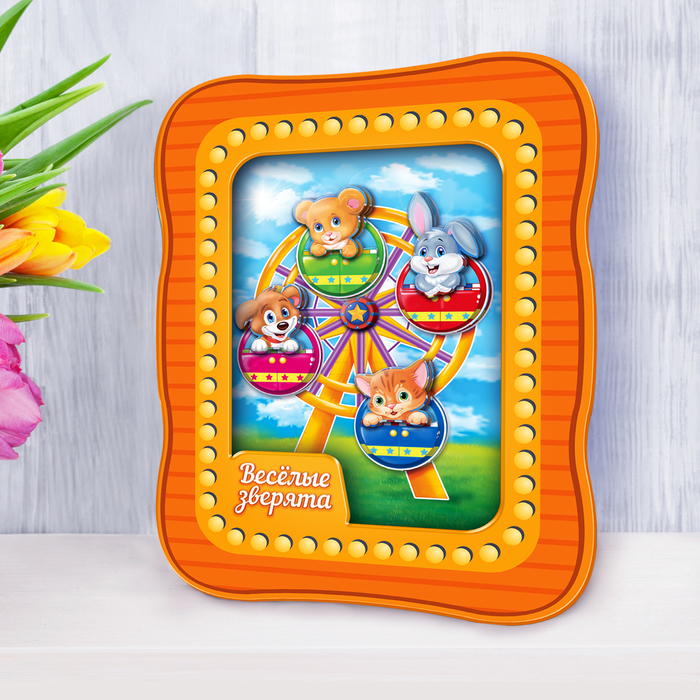 3D картина - объемная аппликация "Веселые зверята"