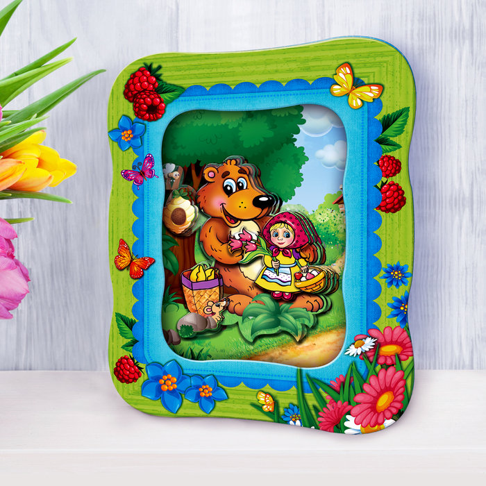 3D картина - объемная аппликация "Машенька и медведь"