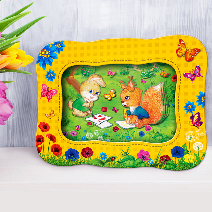 3D картина - объемная аппликация "Веселые друзья"