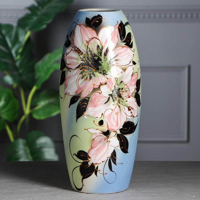 Ваза "Евро" цветы, микс, шамот