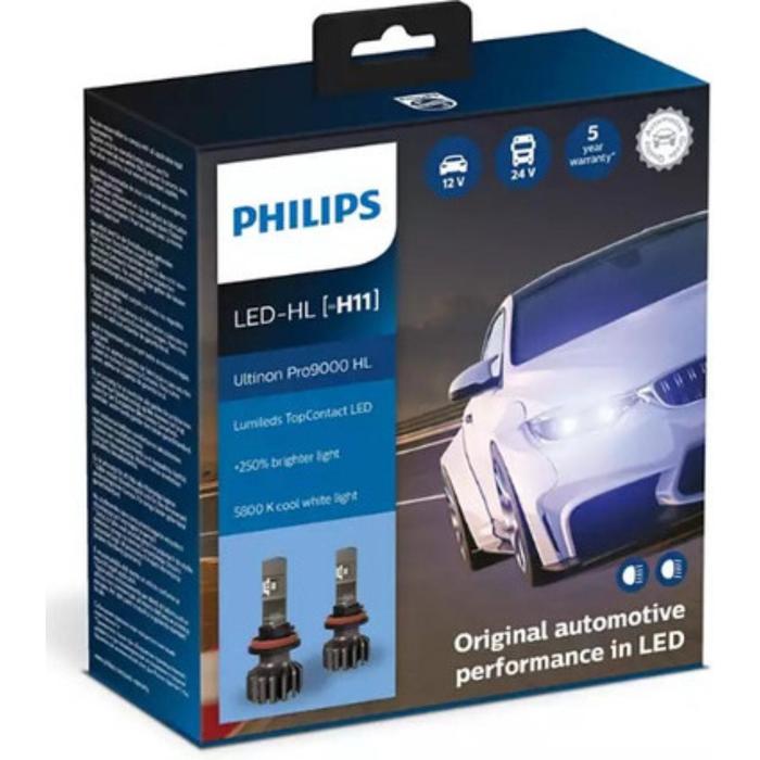 Лампа Philips H11 12/24V-LED (PGJ19-2) 5800K 18W Ultinon Pro9000 HL LED, 2 шт, 11362U90CWX2 685927 лампа philips h3 12 24v led pk22s 5800k 18w ultinon pro9000 hl led 2 шт 11336u90cwx2