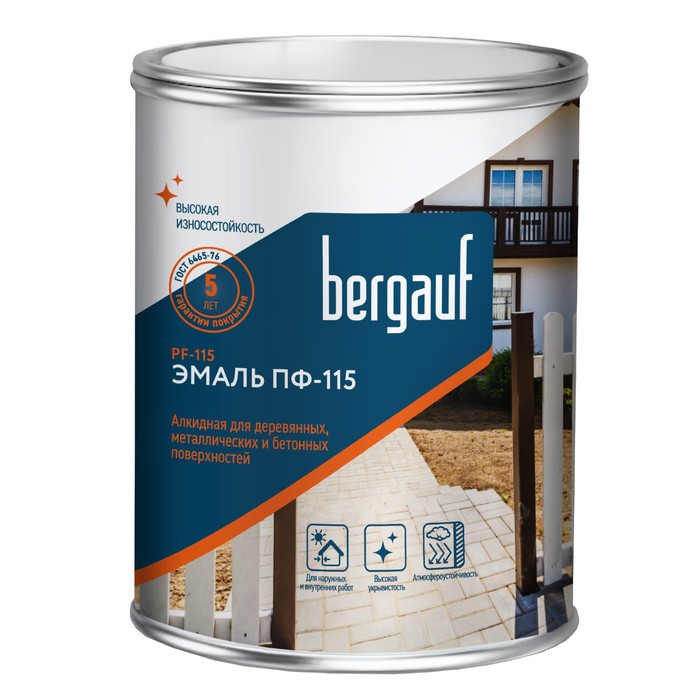 

Эмаль универсальная алкидная ПФ-115 BERGAUF фисташковая, 0,8кг