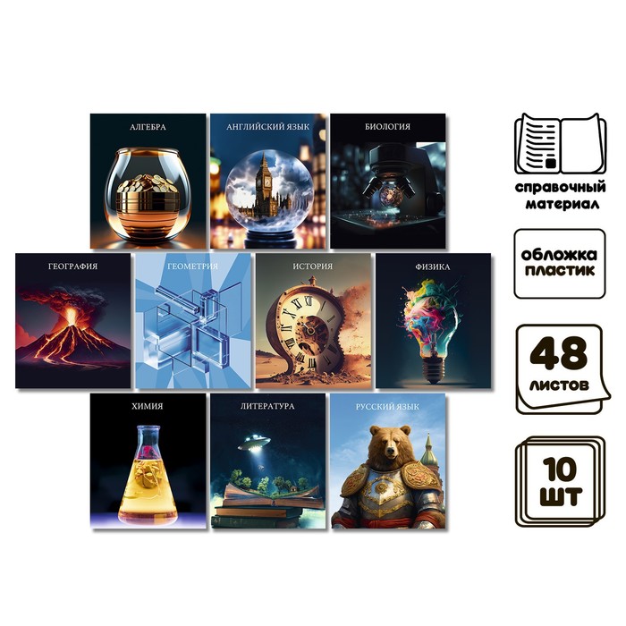 Комплект предметных тетрадей Calligrata TOP Школьный стиль 48 листов 12 предметов со справочным материалом пластиковая обложка блок офсет 620₽