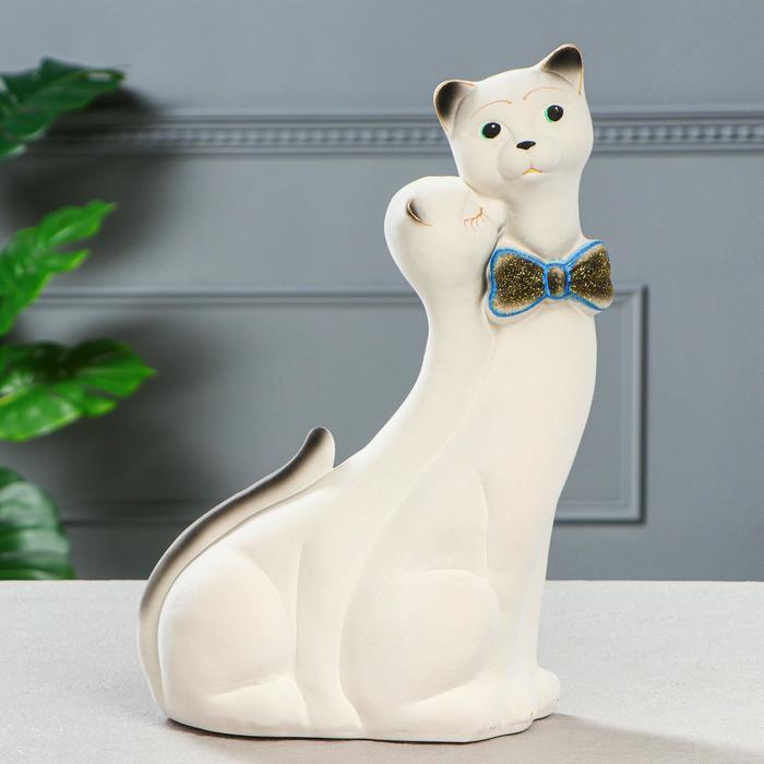 Копилка "Коты Пара Лакки", покрытие флок, белая, 40 см