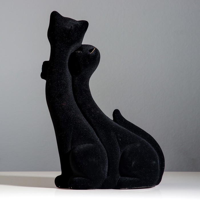 Копилка "Коты" пара, флок, чёрная, бабочка