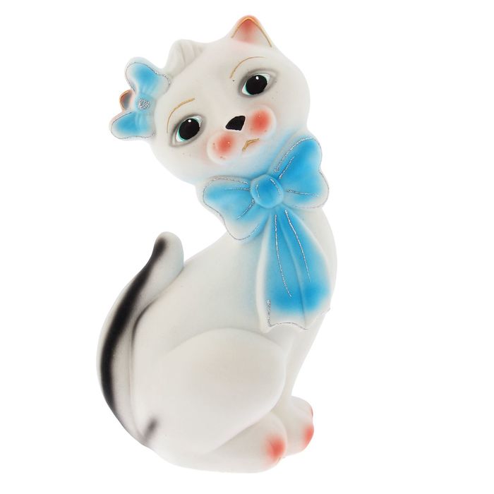 Копилка "Кот Джаспер" средняя, флок, белая