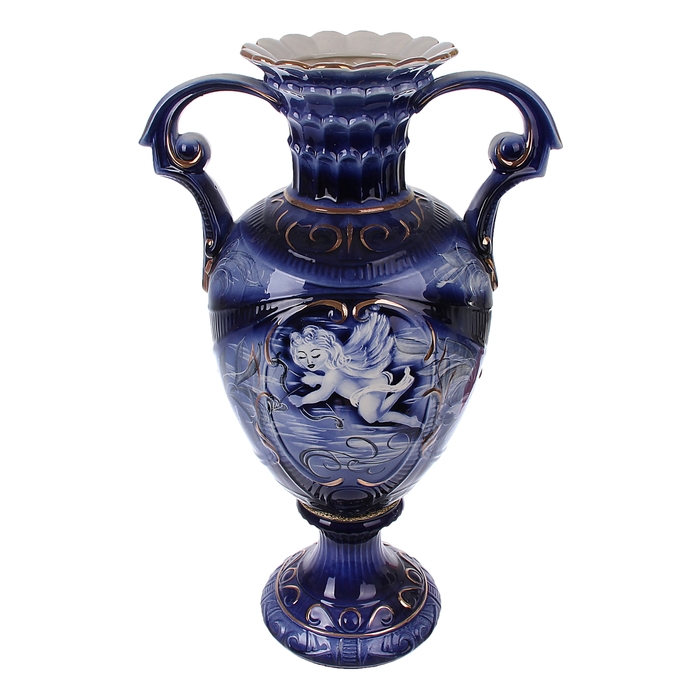 Ваза напольная "Каскад" Купидон кобальт