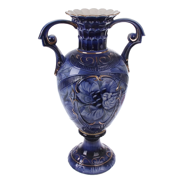 Ваза напольная "Каскад" Птица кобальт