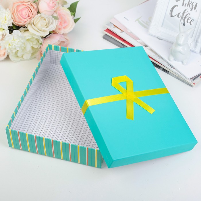 Набор коробок 3в1 "Лучший день", бирюзовый, 33 х 26,5 х 10 - 28 х 21 х 6,5 см