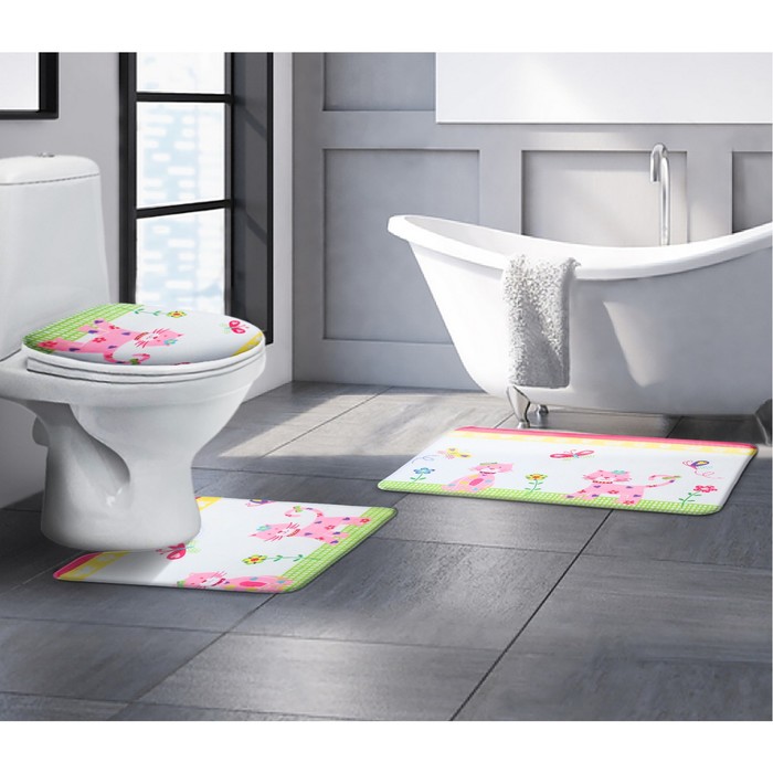 Набор ковриков для ванной и туалета "Кошки" 3 шт