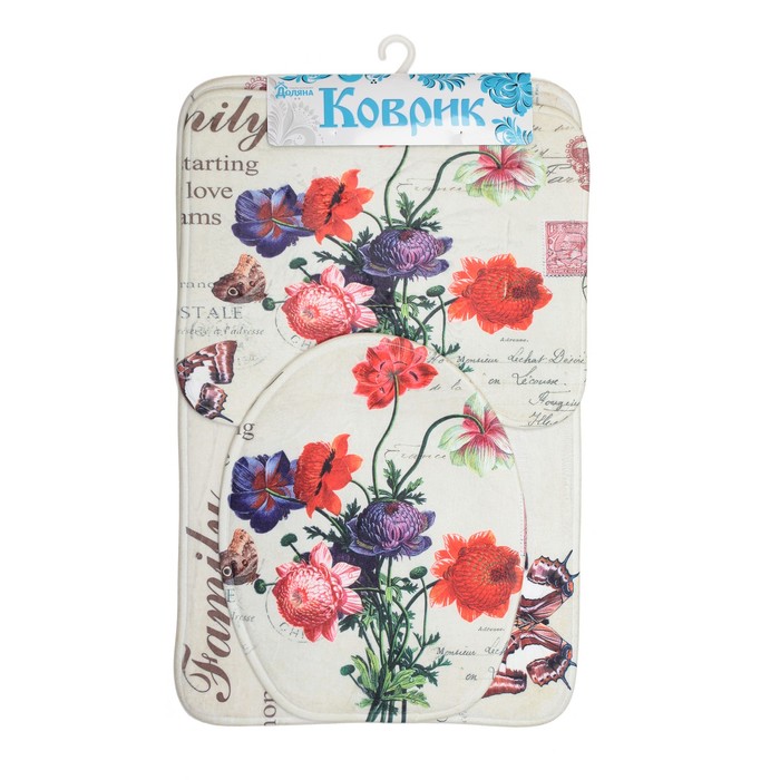 Набор ковриков для ванной и туалета "Нежность" 3 шт