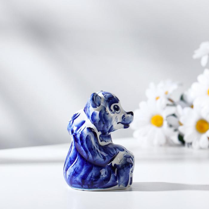 Сувенир «Медведь с медом», 9 см, гжель