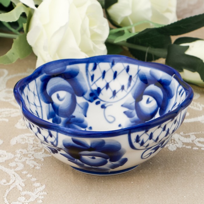 Салатник «Гордеевский», гжель, кобальт