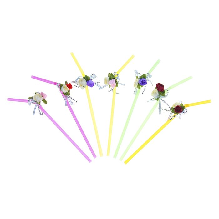 Набор трубочек для коктейля "Розы" (набор 12 шт.), цвета МИКС