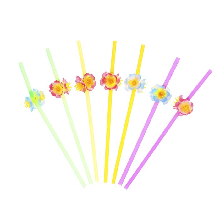 Набор трубочек для коктейля "Цветок" (12 шт.), цвета МИКС