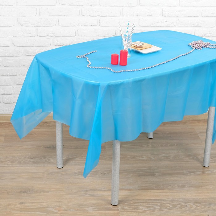 фото Скатерть «праздничный стол», 137х183 см, цвет, голубой страна карнавалия